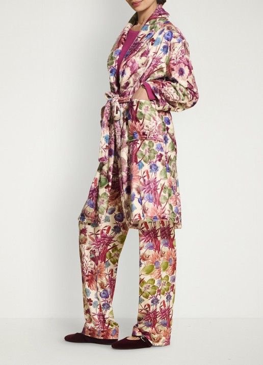 Essenza Steff Violesta badjas met bloemenprint - detail 4 vanillegeel