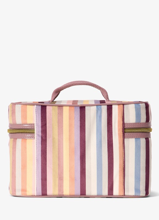 Essenza Tracy Donna beautycase met streepprint - achterkant roze