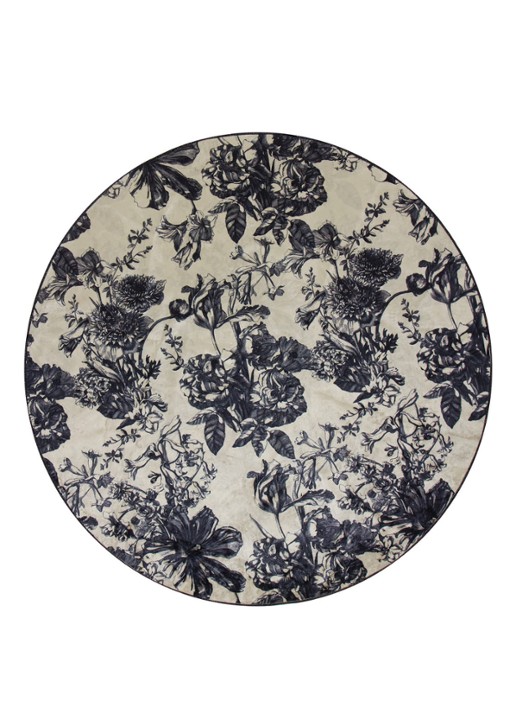 Essenza Vivienne vloerkleed met bloemenprint 90 cm - voorkant zand