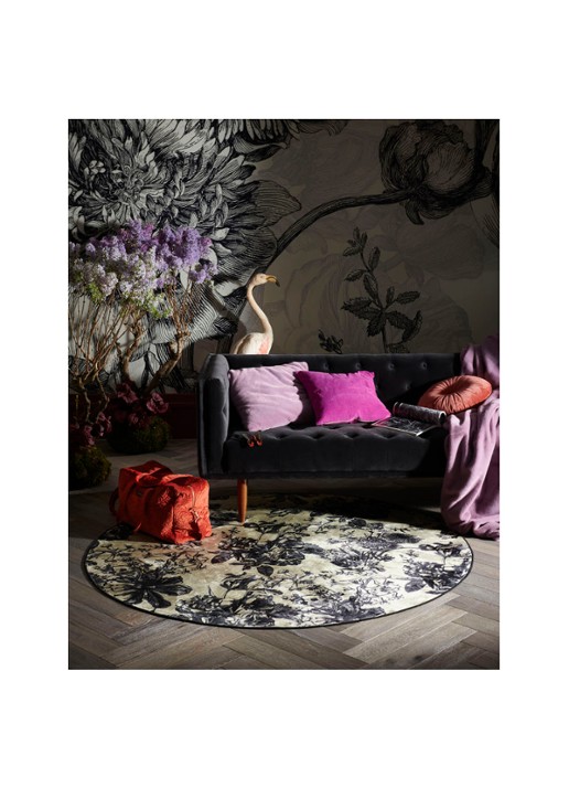 Essenza Vivienne vloerkleed met bloemenprint 90 cm - voorkant 2 zand