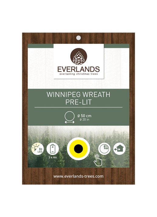 Everlands Kerstkrans met LED verlichting 50 cm - voorkant 2 groen