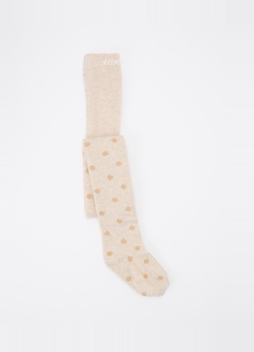 Ewers Maillot met stippenprint en glitter - detail beige