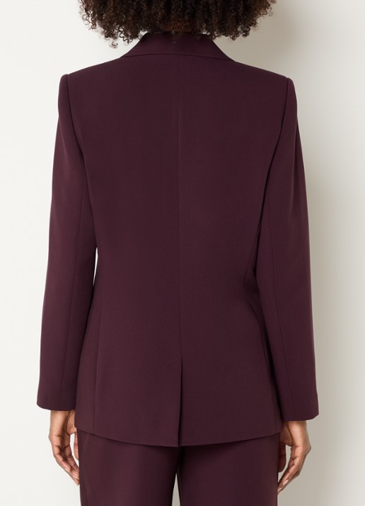 Expresso Blazer met paspelzakken en schoudervulling - achterkant aubergine