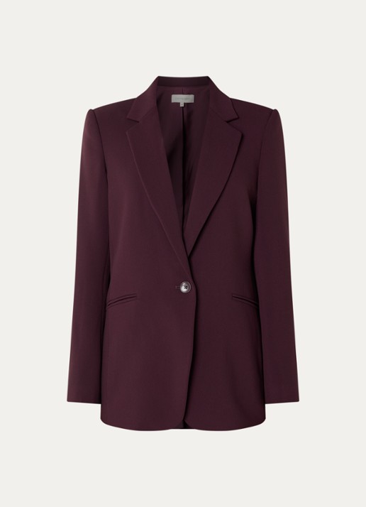 Expresso Blazer met paspelzakken en schoudervulling - voorkant 3 aubergine