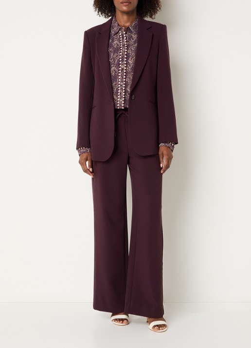 Expresso Blazer met paspelzakken en schoudervulling - voorkant 4 aubergine