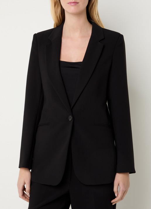 Expresso Blazer met paspelzakken en stretch