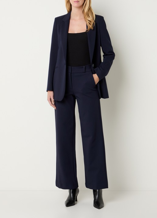 Expresso Blazer met paspelzakken en stretch - voorkant 4 donkerblauw