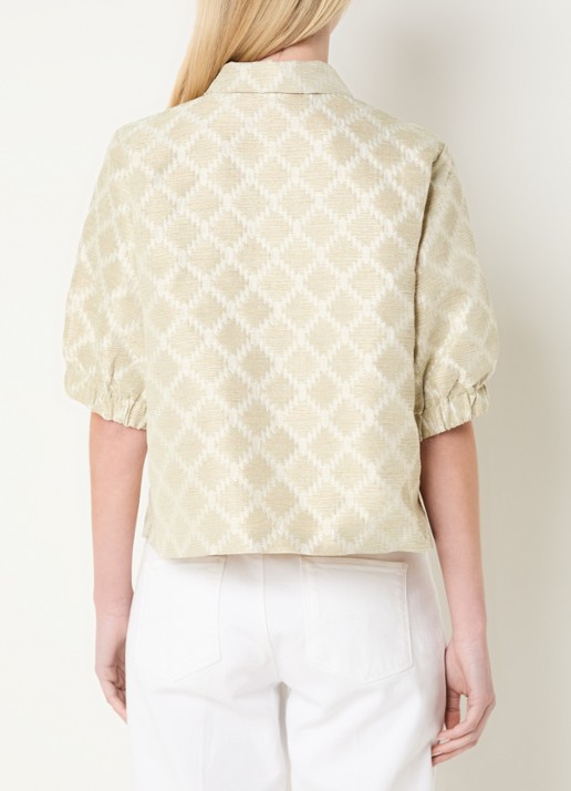 Expresso Blazer met print en ballonmouw - achterkant 3 lichtgroen