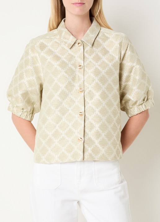 Expresso Blazer met print en ballonmouw