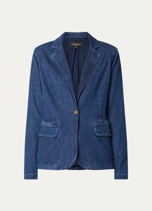 Expresso Blazer van chambray met klepzakken - voorkant 3 indigo
