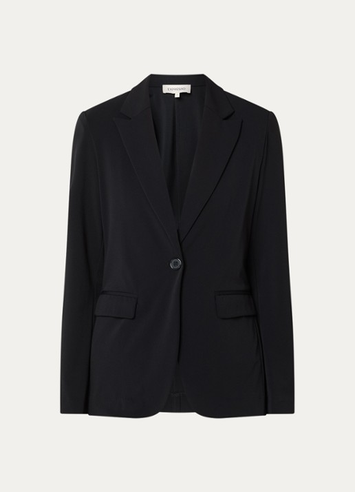 Expresso Blazer van travelstof met klepzakken en stretch - voorkant zwart