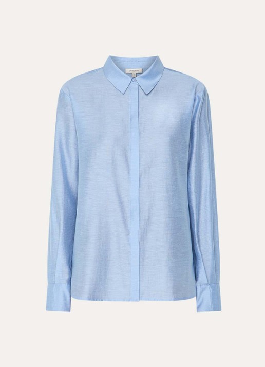 Expresso Blouse in linnenblend - voorkant lichtblauw