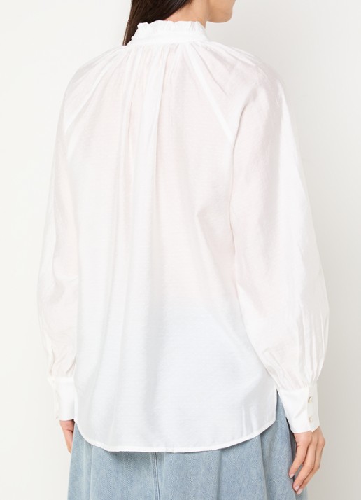 Expresso Blouse met ballonmouw en opstaande kraag - achterkant 3 wit