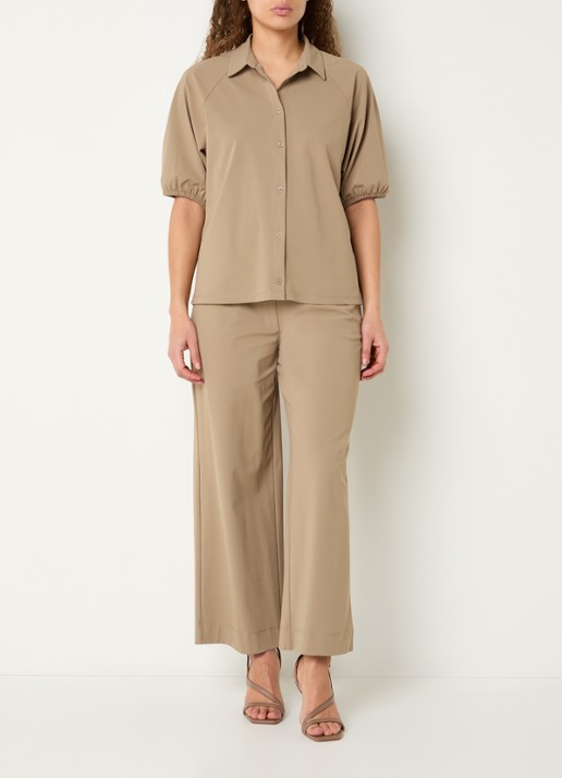 Expresso Blouse met ballonmouw - voorkant 4 roestbruin