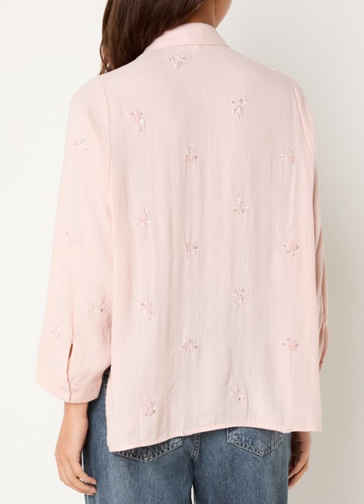 Expresso Blouse met bloemeborduring - achterkant 2 lichtroze