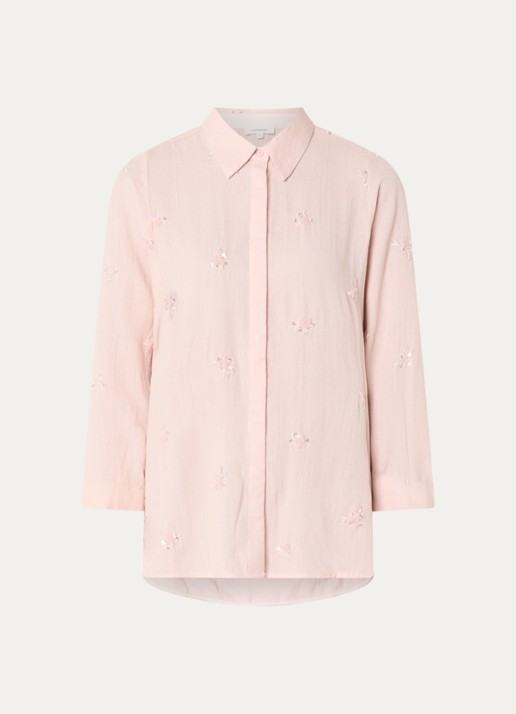 Expresso Blouse met bloemeborduring - voorkant 3 lichtroze