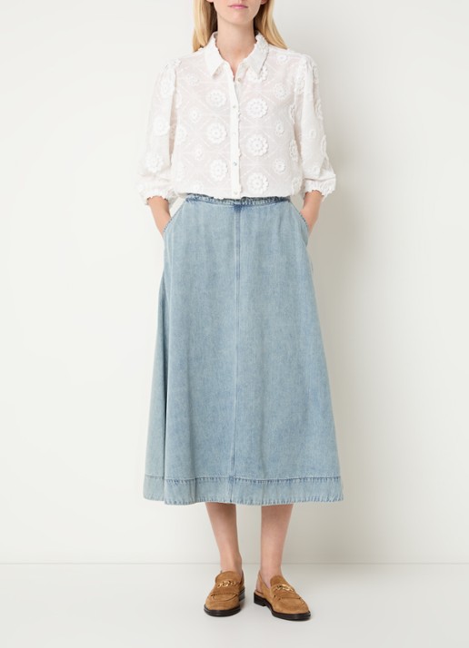 Expresso Blouse met borduring - voorkant 3 wit