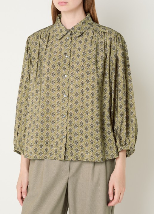 Expresso Blouse met grafisch dessin en ballonmouw