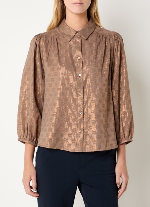Expresso Blouse met ingeweven patroon en lurex