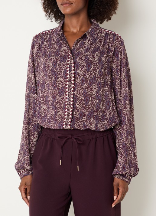 Expresso Blouse met print en ballonmouw
