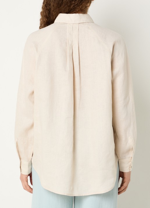 Expresso Blouse van linnen met borstzak - achterkant 3 creme