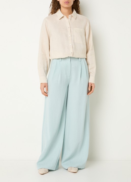 Expresso Blouse van linnen met borstzak - voorkant 2 creme