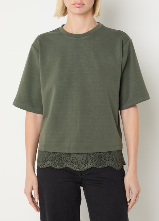 Expresso Cupro T-shirt met details van kant