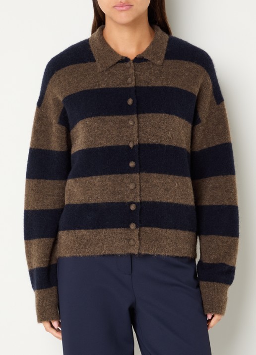 Expresso Fijngebreid vest in alpaca wolblend met streepprint