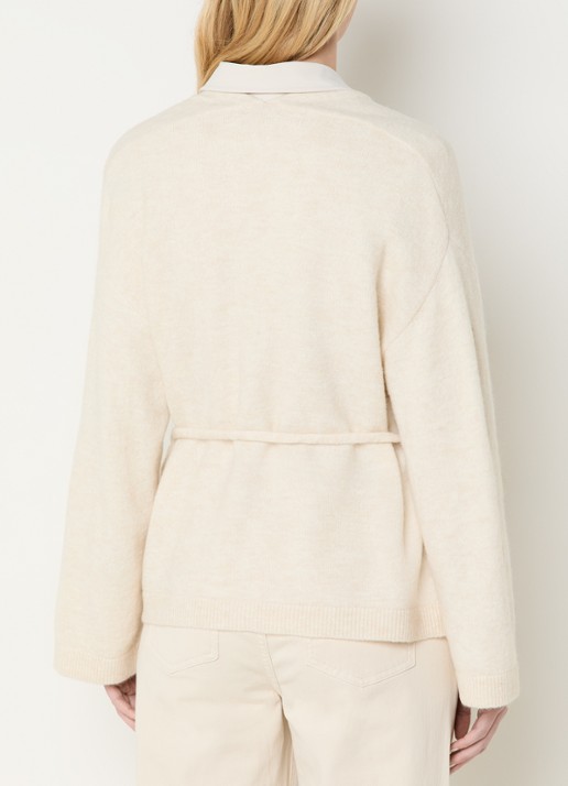 Expresso Fijngebreid vest in alpaca wolblend met strikceintuur - achterkant 4 beige