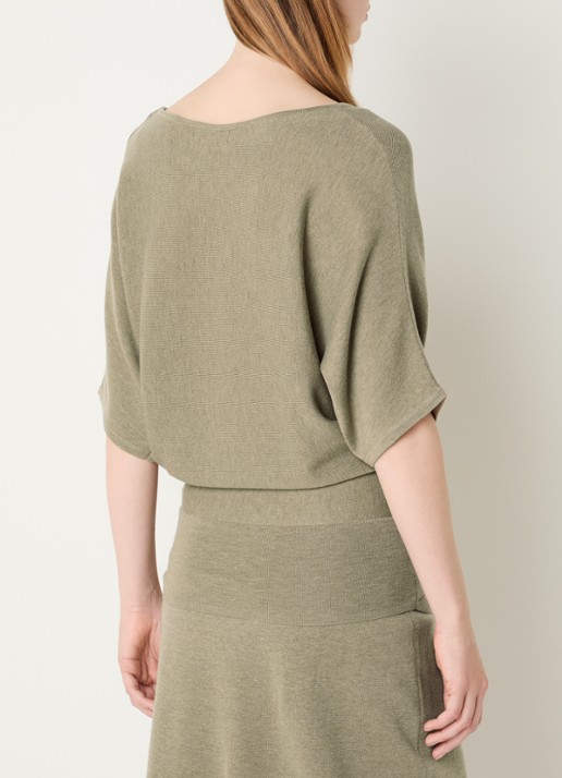 Expresso Fijngebreide pullover in wolblend met strikceintuur - achterkant 4 beige