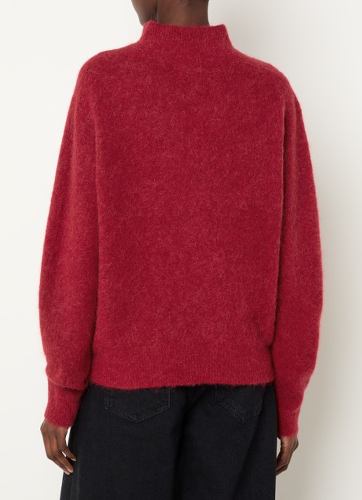 Expresso Fijngebreide trui in alpaca wolblend met opstaande kraag - achterkant 4 rood