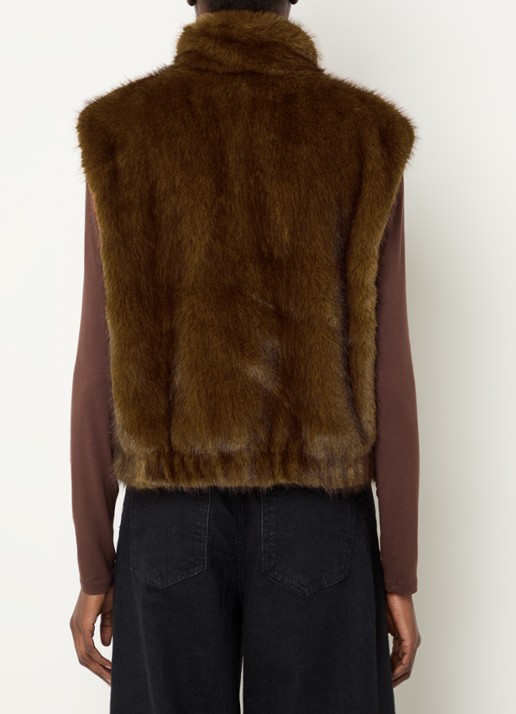 Expresso Gilet van imitatiebont met opstaande kraag - achterkant 2 camel