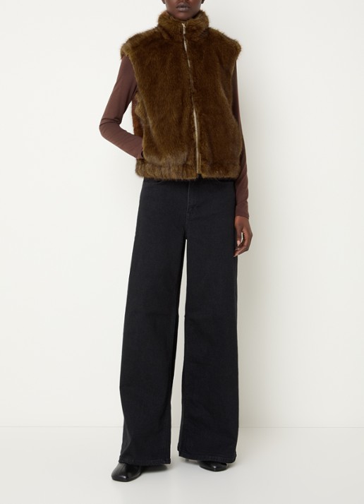 Expresso Gilet van imitatiebont met opstaande kraag - voorkant 4 camel