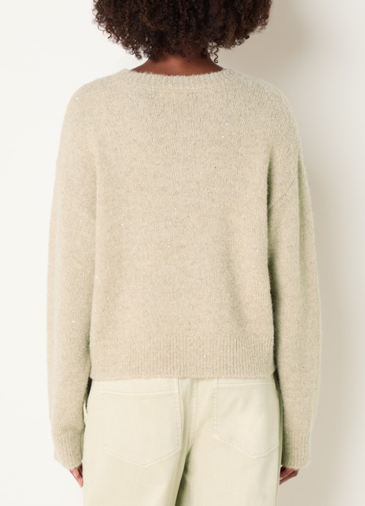 Expresso Grofgebreide trui in wolblend met strass - achterkant 3 beige