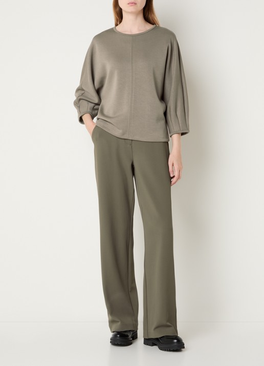 Expresso High waist flared fit broek met steekzakken - voorkant 2 zand