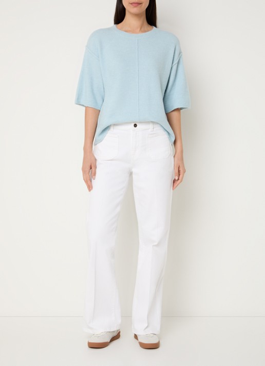 Expresso High waist flared fit chino met steekzakken - voorkant 2 gebroken wit