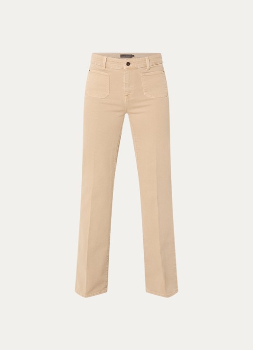 Expresso High waist flared fit chino met steekzakken - voorkant 3 beige