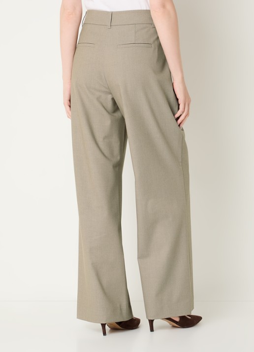 Expresso High waist flared fit pantalon met steekzakken - achterkant donkerbeige