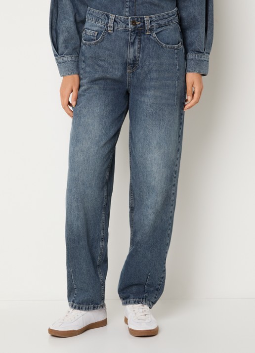 Expresso High waist straight fit jeans met medium wassing - detail 3 indigo