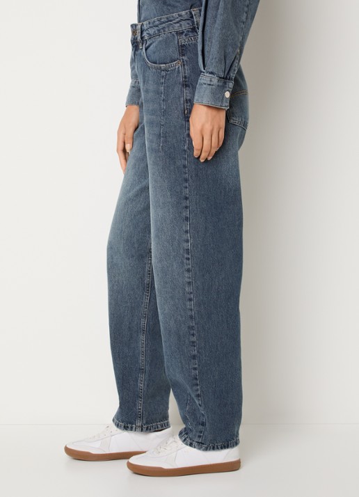 Expresso High waist straight fit jeans met medium wassing - detail 4 indigo