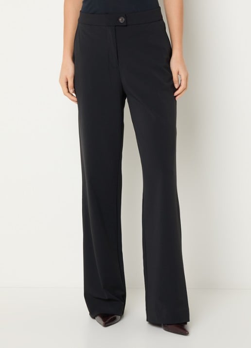 Expresso High waist straight fit pantalon met paspelzakken - detail 4 zwart
