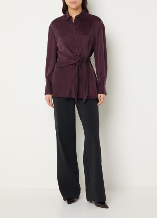 Expresso High waist straight fit pantalon met paspelzakken - voorkant 2 zwart