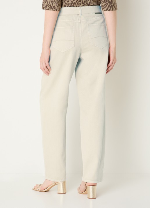 Expresso High waist straight leg jeans met gekleurde wassing en ceintuur - achterkant beige