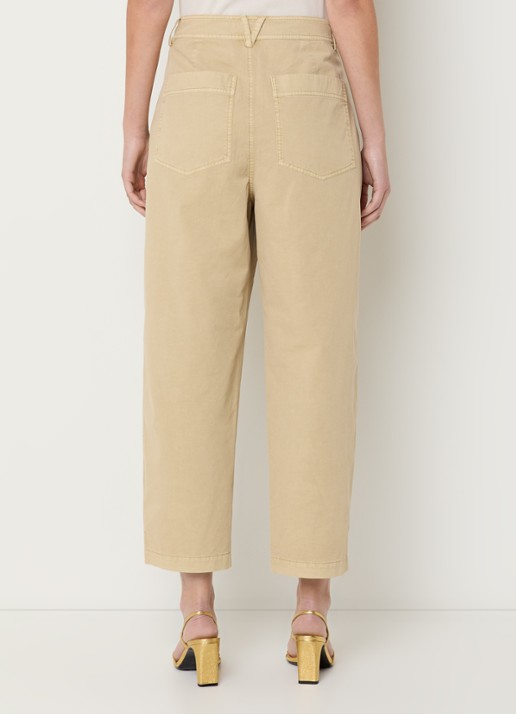 Expresso High waist tapered fit cropped chino met steekzakken - achterkant beige