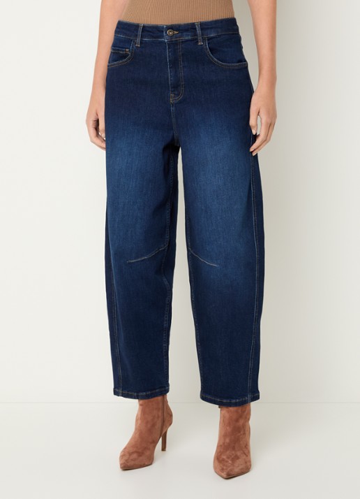Expresso High waist tapered fit jeans met donkere wassing - detail indigo