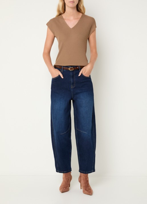 Expresso High waist tapered fit jeans met donkere wassing - voorkant 4 indigo