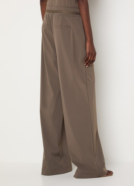 Expresso High waist wide fit pantalon met steekzakken - achterkant 4 zand