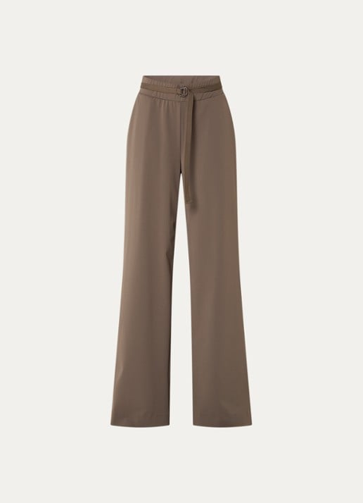 Expresso High waist wide fit pantalon met steekzakken - voorkant 2 zand