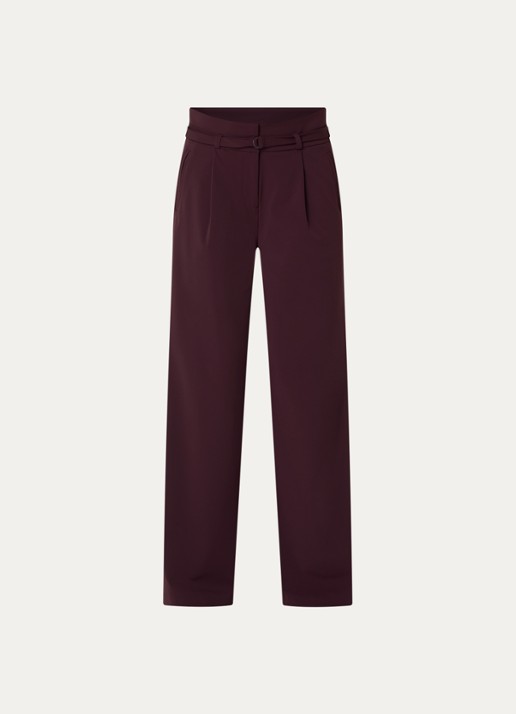 Expresso High waist wide fit pantalon met steekzakken - voorkant 3 aubergine