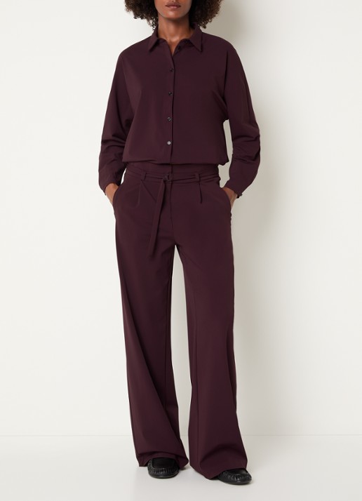Expresso High waist wide fit pantalon met steekzakken - voorkant 4 aubergine